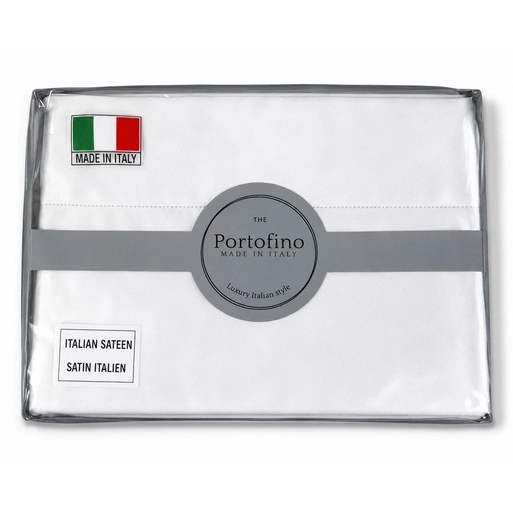 The Portofino Luxury Italian Queen Sheet Set Hemstitch Cotton Sateen 300TC Italy